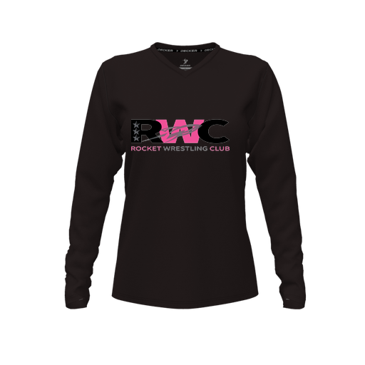 [FTLVCFBK-FYXS-LOGO2] Decker Comfort T-Shirt (Female Youth XS, Black, V Neck, Logo 2, Long Sleeve)