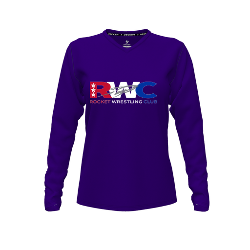 [CUS-DFW-TEES-CMF-VNK-LSL-PUR-FYXS-LOGO1] Comfort T-Shirt (Female Youth XS, Purple, V Neck, Logo 1, Long Sleeve)