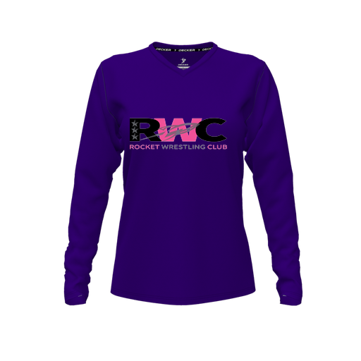 [FTLVCFPP-FYXS-LOGO2] Decker Comfort T-Shirt (Female Youth XS, Purple, V Neck, Logo 2, Long Sleeve)