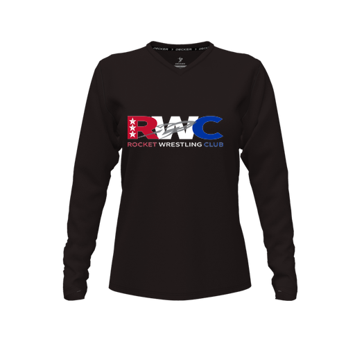 [CUS-DFW-TEES-PER-VNK-LSL-BLK-FYXS-LOGO1] Performance T-Shirt (Female Youth XS, Black, V Neck, Logo 1, Long Sleeve)